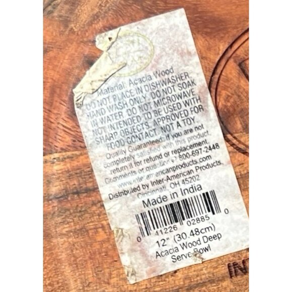 Dash of That boho Acacia wood 12” deep serving bowl - Picture 10 of 13